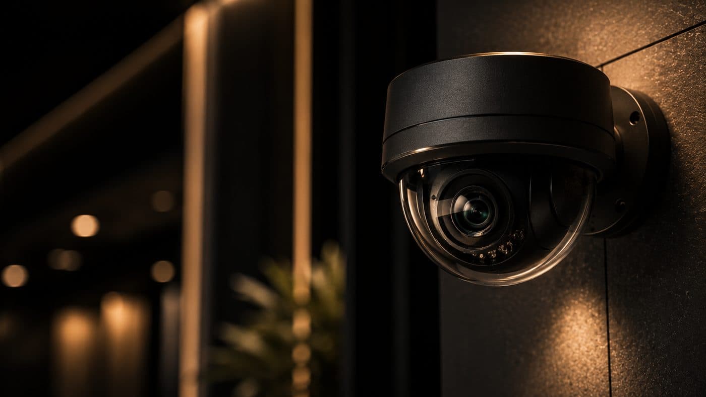 台中 CCTV 監視器安裝:深色牆面上的監視攝影機