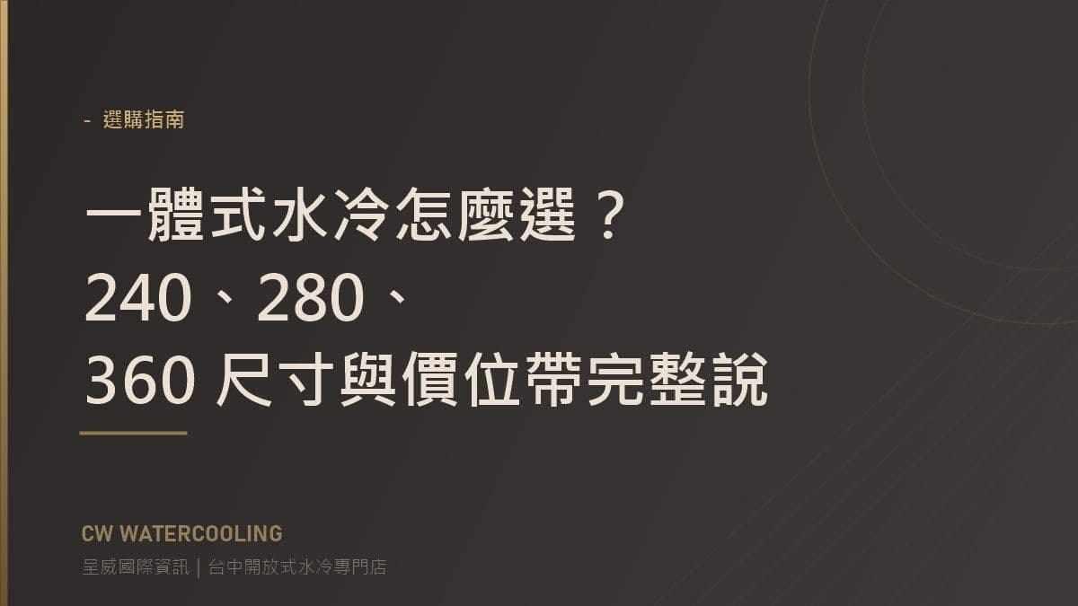 台中一體式水冷選購指南封面:240 280 360 冷排尺寸說明(呈威國際資訊)